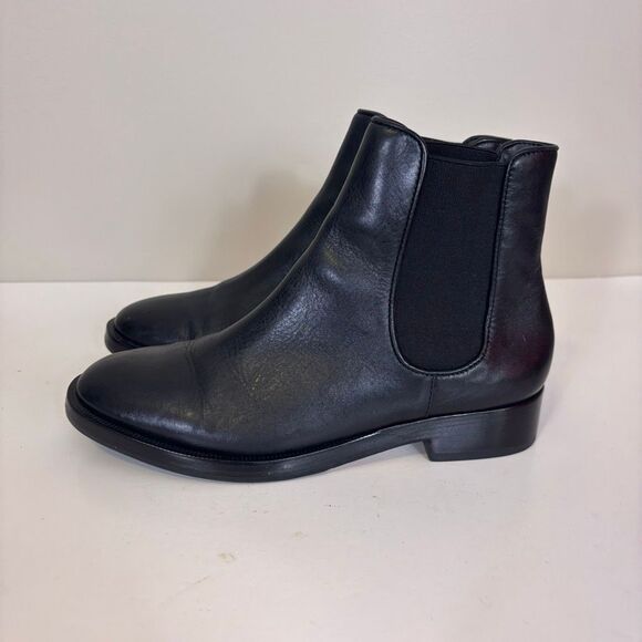 Schutz Black Leather Ankle Pull On Booties Women's 5 - Picture 4 of 8